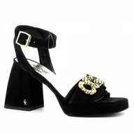 Sandały damskie - Czarne sandały na słupku CARINII - Carinii - miniaturka - grafika 1