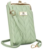 Portfele - Torebko-portfel damski Rovicky na suwak kieszeń na telefon na bigiel z paskiem na ramię, jasny zielony - miniaturka - grafika 1