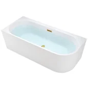 Wanny - Wanna przyścienna złoty szczotkowany przelew oraz korek narożna lewa 140 cm Mera Hydrosan - miniaturka - grafika 1