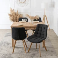 Krzesła - Zestaw 4x Krzesło Tapicerowane do Salonu KATHY Czarne Nowoczesne Skandynawskie - miniaturka - grafika 1