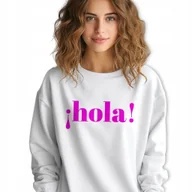 Bluzy męskie - Bluza Biała Dresowa HOLA Napisy Sentencje Cytaty Wiele Wzorów Rozmiar M - miniaturka - grafika 1