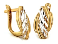 Kolczyki - Złote kolczyki 585 angielskie ażurowe rodowane białym złotem 1.46g - miniaturka - grafika 1