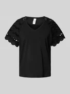 Koszulki i topy damskie - T-shirt o kroju regular fit z ażurową koronką model ‘BLASY’ - miniaturka - grafika 1
