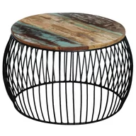 Ławy i stoliki kawowe - vidaXL Stolik kawowy z drewna odzyskanego okrągły 68x35 cm - miniaturka - grafika 1