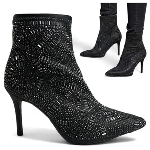 Botki damskie skarpetkowe Barski szpilki eleganckie elastyczne cyrkonie 39 - Botki damskie - miniaturka - grafika 1