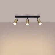 Lampy sufitowe - Plafon GLOIS 3 czarny/złoty LED 3000K - 45x6x18.5cm Sollux - miniaturka - grafika 1