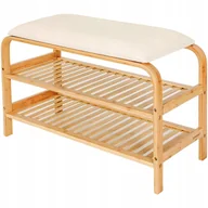 Szafki na buty - Półka na Buty Szafka Stojak Regał z Siedziskiem Bambusowa 70x30x46 Beżowa - miniaturka - grafika 1