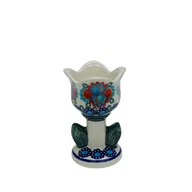 Świeczniki - Ceramiczny świecznik tulipan Ceramika Bolesławiec - miniaturka - grafika 1