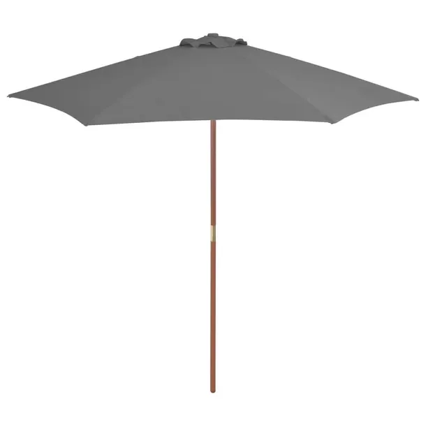 Elegancki Drewniany Parasol Ochronny UV, Antracytowy, 270x244 cm, Ø38 mm