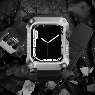 Kingxbar CYF134 2w1 pancerne etui Apple Watch 8, 7 (45 mm) ze stali nierdzewnej z paskiem srebrne - Akcesoria do smartwatchy - miniaturka - grafika 9