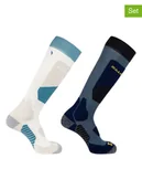 Skarpetki męskie - SALOMON Skarpety narciarskie (2 pary) "Access" w kolorze niebiesko-kremowym - miniaturka - grafika 1