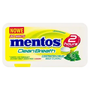 Mentos CleanBreath Lemon Mint Odświeżające pastylki bez cukru 21 g - Cukierki - miniaturka - grafika 1