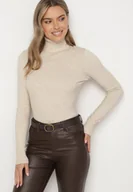 Swetry damskie - Beżowy Golf Sweter z Wiskozą i Kaszmirem Zailaya - miniaturka - grafika 1