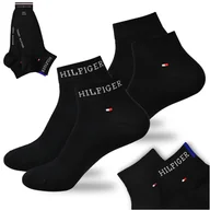 Skarpetki męskie - TOMMY HILFIGER Skarpety Męskie Za Kostkę Bawełna Logo CZARNE 2P Roz. 39/42 - miniaturka - grafika 1