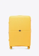 Walizki - Duża walizka z polipropylenu w okręgi żółta - miniaturka - grafika 1