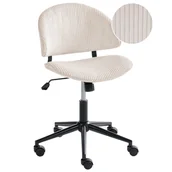Fotele i krzesła biurowe - Beliani Krzesło biurowe KIANA Sztruks Złamana biel - miniaturka - grafika 1