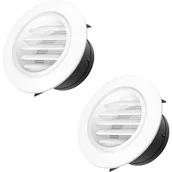 Kratki wentylacyjne - Kratka wentylacyjna, zestaw 2 szt., kratki okrągłe, kratka zewnętrzna, biała, ochrona przed owadami ø100 mm - miniaturka - grafika 1