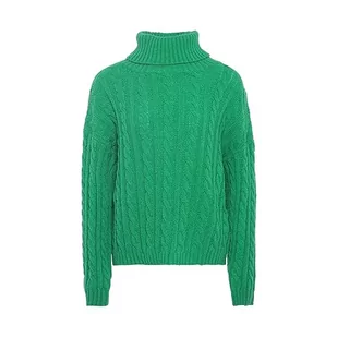 myMo Damski sweter z dzianiny z golfem akryl zielony rozmiar XL/XXL, zielony, XL - Swetry damskie - miniaturka - grafika 1