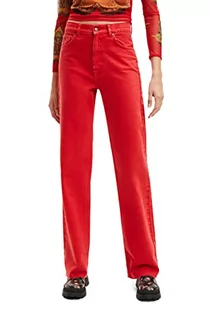 Spodnie damskie - Desigual jeansy damskie, czerwony, 34 - grafika 1