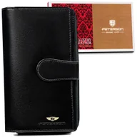 Portfele - Duży, skórzany portfel damski na karty z ochroną RFID Peterson, czarny - miniaturka - grafika 1