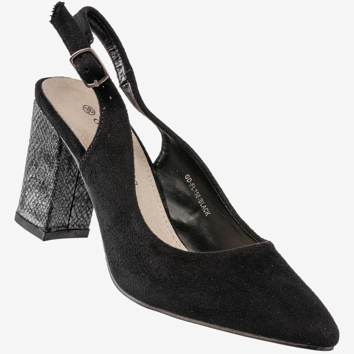 Czółenka Damskie Buty Na Słupku Eleganckie Goodin Czarne GD-FL358 Czarny 37