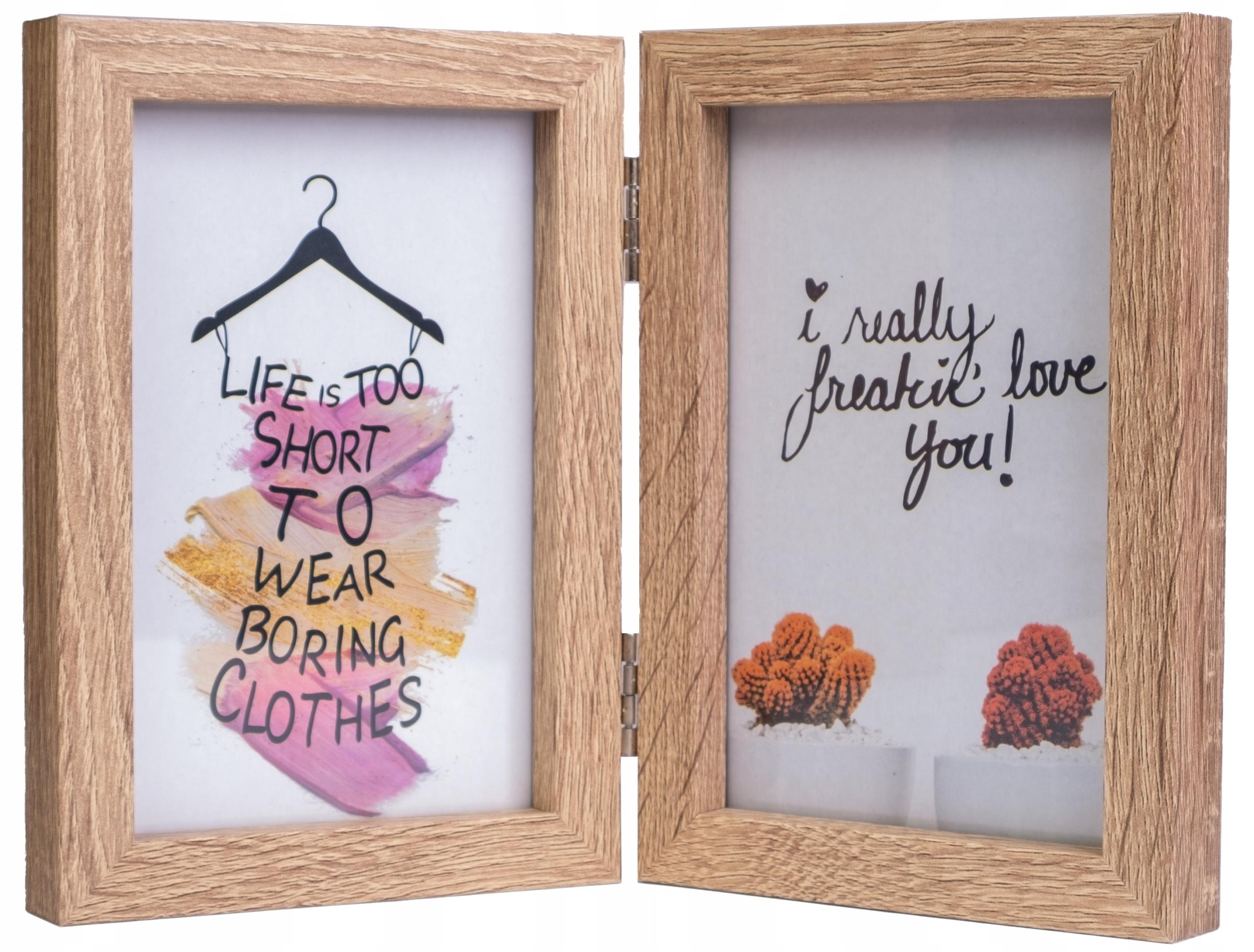 Ramka podwójna, rozkładana na zdjęcia 13x18 jasny brąz Prezentowa