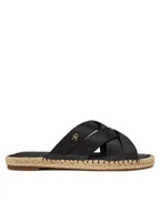 Espadryle damskie - Tommy Hilfiger Espadryle Satin Espadrille Mule FW0FW08502 Czarny - miniaturka - grafika 1