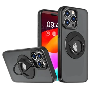 INF Magnetyczne etui ochronne na telefon z niewidoczną podstawką do iPhone'a Czarny 15x7,5x1 cm iPhone 15 - Etui i futerały do telefonów - miniaturka - grafika 1