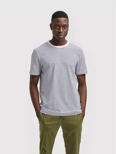Koszulki męskie - Selected Homme T-Shirt Norman Stripe 16080129 Biały Regular Fit - grafika 1
