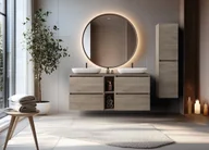 Meble łazienkowe - Nowoczesny zestaw mebli do łazienki ciemny dąb K9-T32 - miniaturka - grafika 1