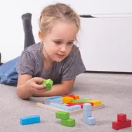 Zabawki interaktywne dla dzieci - Bigjigs Toys Układanka drewniana tetris - miniaturka - grafika 1