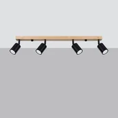 Lampy sufitowe - Verdo lampa sufitowa (spot) 4xGU10 czarny/jasne drewno SL.1294 - miniaturka - grafika 1