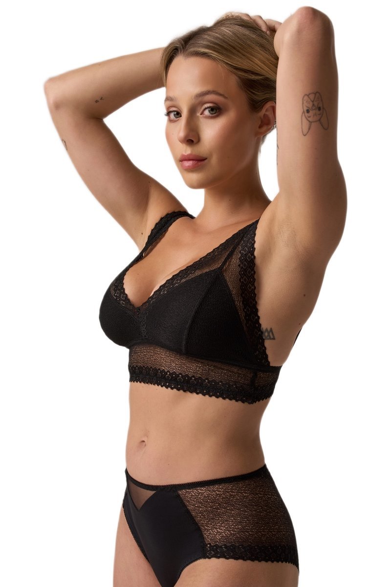 Figi damskie z tiulowym akcentem i koronkowym tyłem 212 czarne M