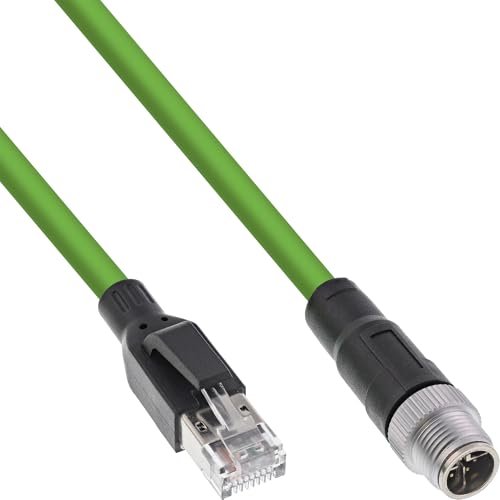 InLine Przemysłowy kabel sieciowy, M12 8-pinowa wtyczka kodowana X do wtyczki RJ45, Cat.6A PUR, Ethernet M12 8-biegunowy, 20 m, 40602