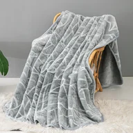 Koce - Koc Akrylowy 200x220 cm Tłoczony Szary- Antyalergiczny, Luksusowy i Miękki - miniaturka - grafika 1