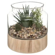 Sztuczne kwiaty - Atmosphera Sztuczne rośliny wys 17,5 cm w szklanym terrarium na podstawie 173060 - miniaturka - grafika 1