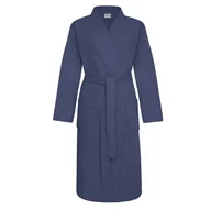Szlafroki damskie - Bawełniany Szlafrok Kimono Gofer Wafel Uniseks Granatowy - miniaturka - grafika 1