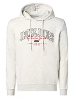 Bluzy męskie - Jack & Jones Męska bluza z kapturem Mężczyźni Bawełna szary nadruk, M - miniaturka - grafika 1