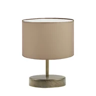 Lampy stojące - Beżowa lampka nocna z podstawą w kolorze starego złota AWINION - miniaturka - grafika 1