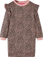 Sukienki i spódniczki dla dziewczynek - vidaXL Dziecięca sukienka dresowa w panterkę, subtelny róż, 92 - miniaturka - grafika 1