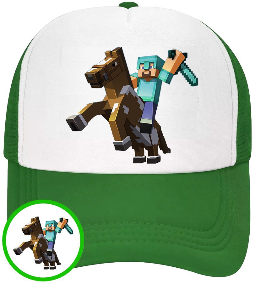 CZAPKA Z DASZKIEM MINECRAFT DLA DZIECI SIATKA ZIELONA BEJSBOLÓWKA