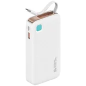 Powerbanki - Powerbank 10000mAh 20W zwijany kabel USB-C fast charge Biały - miniaturka - grafika 1