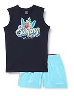 Spodenki damskie - Champion Chłopięcy Legacy Back to The Beach Graphic S/L T-shirt i szorty plażowe komplet, (granatowy/jasnoniebieski), 7-8 lat - miniaturka - grafika 1
