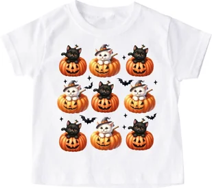 koszulka na dzień dyni z dyniami i kotkami - Koszulki dla dziewczynek koszulka na dzień dyni z dyniami i kotkami - Koszulki dla dziewczynek - miniaturka - grafika 1