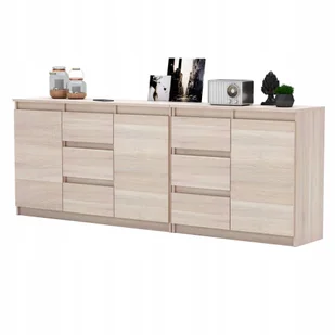 Komoda Dąb Sonoma 200 cm Duza Komoda 6 szuflad 3 drzwi Zestaw Meblowy - Komody Komoda Dąb Sonoma 200 cm Duza Komoda 6 szuflad 3 drzwi Zestaw Meblowy - Komody - miniaturka - grafika 1