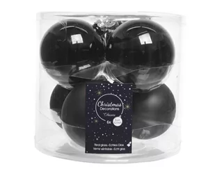Bombki Szklane 8Cm 6Szt Na Choinkę Połysk Mat Czarne - Bombki - miniaturka - grafika 1