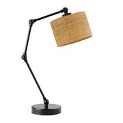 Lampy stojące - Regulowana lampka nocna z rattanowym abażurem ASMARA BOHO/biały - miniaturka - grafika 1