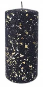 Świece - ŚWIECA ozdobna GLAMOUR 14cm CZARNA BROKATOWA ZŁOTE DROBINKI ARTMAN walec - miniaturka - grafika 1