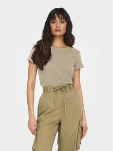 ONLY T-Shirt Carlotta 15256154 Beżowy Tight Fit - Koszulki i topy damskie - miniaturka - grafika 1