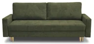 Sofy i kanapy - Sofa rozkładana ALEX, sofa z funkcją spania i podstawą do spania, sofa rozkładana na drewnianych nóżkach, sofa z teksturowanej tkaniny, sofa rozkładana w kolorze: zielony - miniaturka - grafika 1